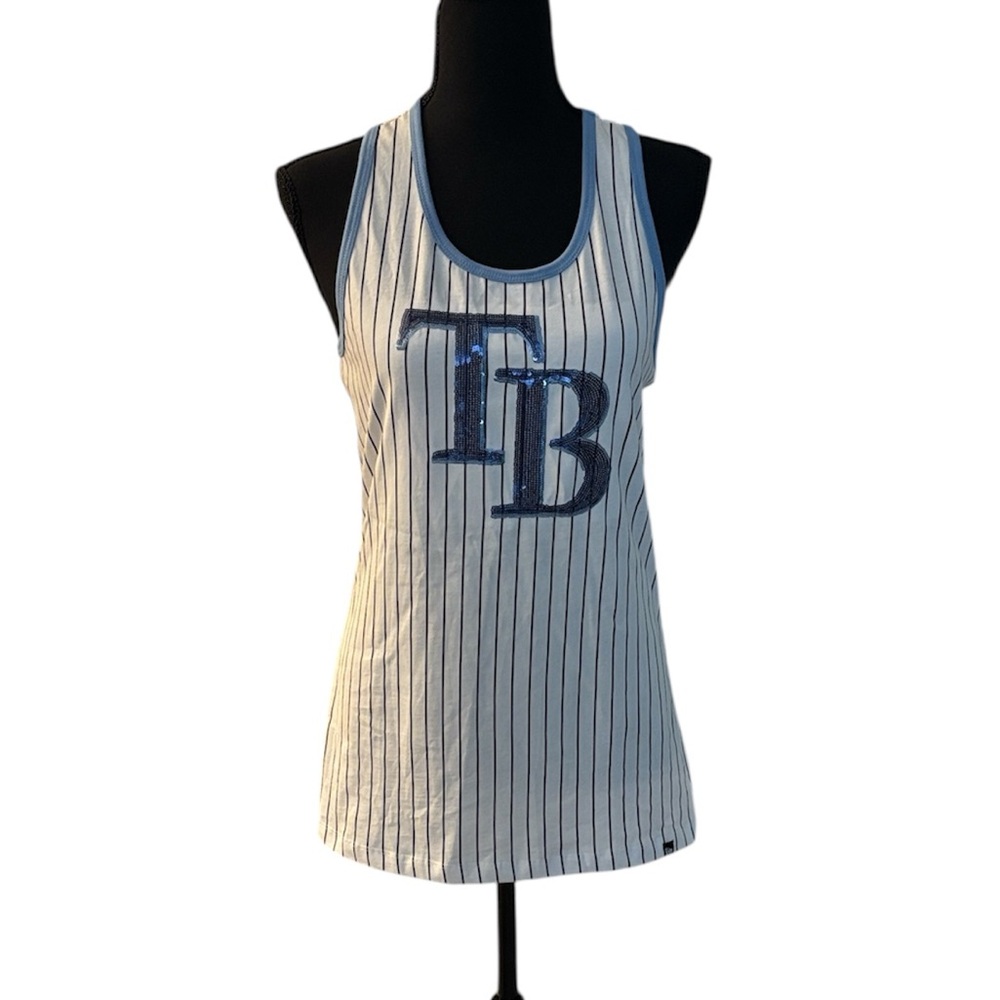 New Era Women’s Tampa Bay Rays Sequin Pinstripes Tank Top NWT Size Medium